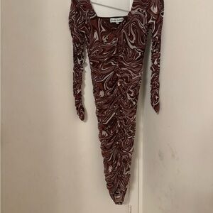 Elegant Brown Swirl Dress